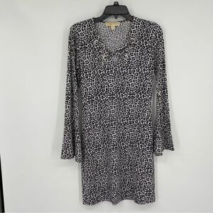 Michael Michael Kors Women’s Cage V Neck Animal Print Midi Dress size XS